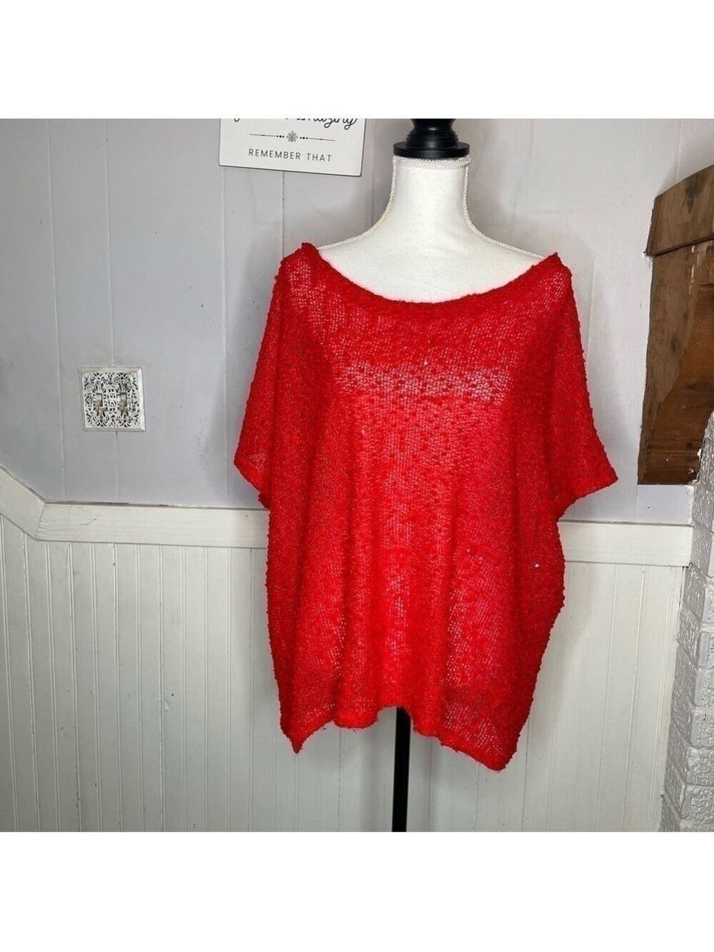 Ashley Stewart, red sequins blouse, popcorn knit sweater, 22/24, Christmas